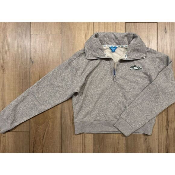 NWT Prince Pickleball Women's Cropped 1/4 Zip Pullover Sweatshirt Grey M Medium - Picture 2 of 4